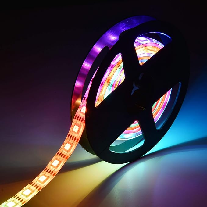 AW 6.6ft LED Strip Light Kit APP Control Music Sync Color Changing Wifi Smart 120 LEDs Ambient Lamp Compatible with Alexa & Google Assistant for Bedroom Gaming Room