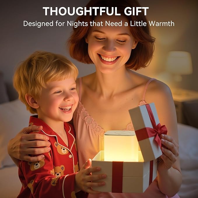 Auxmir Nursery Night Light for Baby, Portable Night Lamp with LED Stepless Dimming & 256 RGB Colors for Kids Adult, Breastfeeding, Sleep Aid, 4000mAh Rechargeable Bedside Table Lamp with Timer, White
