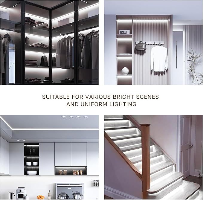 COB LED Strip Lights Cool White,24V Dimmable led Light Strip KIT with Remote and app Control,6000K 9.84FT/3m 8mmwide Ra>90 Cuttable Flexible Strip Lights for Bedroom,TV Lights,Cabinet