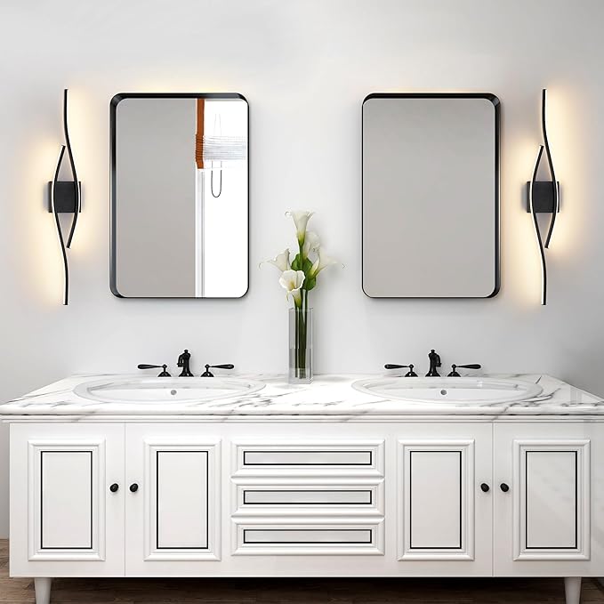 Joossnwell Bathroom Vanity Light Modern Bathroom Lighting Fixture Over Mirror 31.5 Inch Black Vanity Light Bar Dimmable 5CCT Vanity Lights Led Bath Wall Lamp