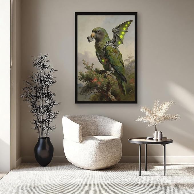 Framed Mechanical Fantasy Wall Art for Modern Living Room Industrial Sci Fi Decor Statement Piece 08x12in
