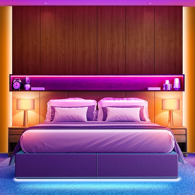 Nexillumi LED Lights for Bedroom 130 ft (2 Rolls of 65.6ft) Music Sync Color Changing Led Strip Lights (APP+Remote Control),Permanent Outdoor Lights for House Christmas All Holiday Decorations