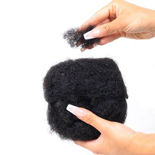 JIFFYLOCS Tight Afro Kinky Bulk Human Hair for Dreadlock Extensions, 100% Human Hair,120Gram 12 Inch 4 Bundles/Pack Natural Black #1B,Repair Extensions,Making Locs or Braids, with Needles and Hairpin