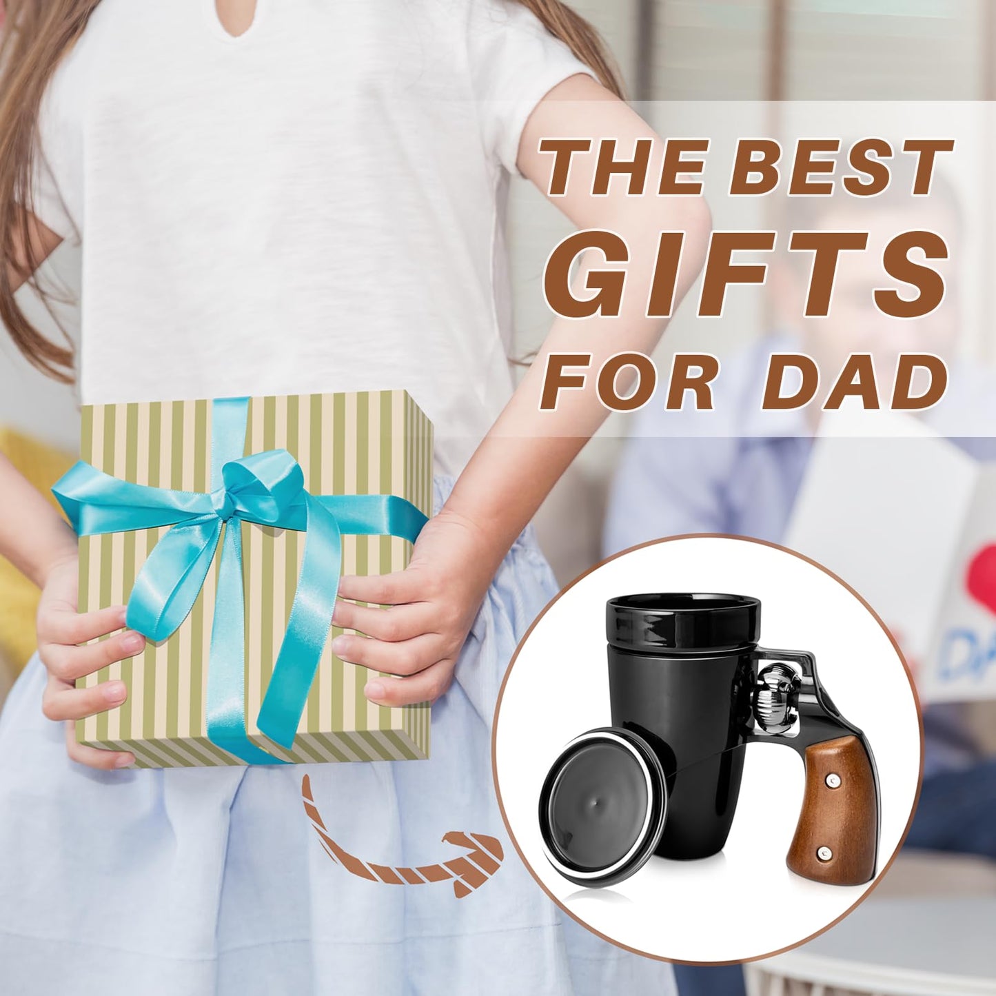 VIREESR Novelty Coffee Mugs for Men, Ceramic Funny Gun Cup, Revolver Mugs, Birthday Gifts for Father, Black Cool Unique Coffee Mug for Men, Fathers Day Dad Gifts(16 oz BLACK)