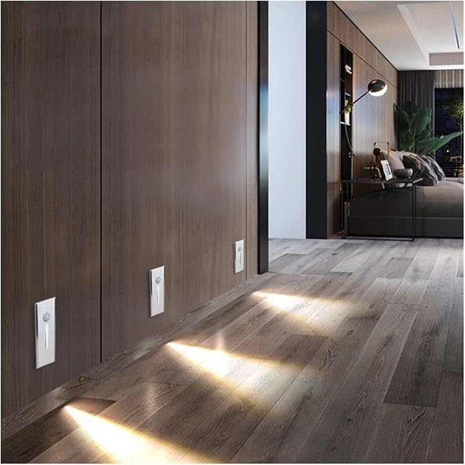 3W Light Control Motion Sensor LED Wall Lamp Stair Light Waterproof IP42 Corner Wall Lights Stairs Step Stairway Hallway Lamps(Cool,Silver with Sensor)