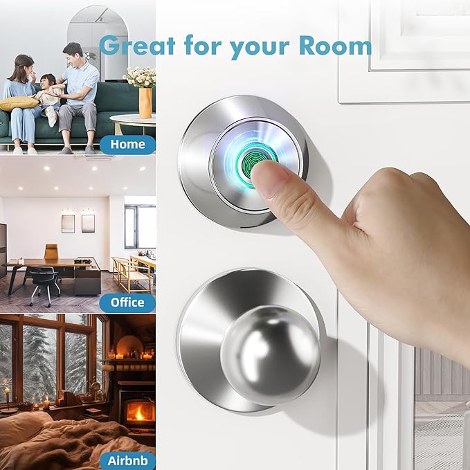 Fingerprint Keyless Entry Door Lock – Smart Deadbolt with App Control, 10-Month Battery Life, Easy Installation, Deadbolt Alternative, IP66 Waterproof, Includes 2 Backup Keys
