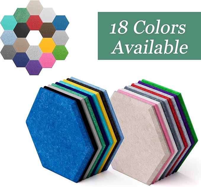 Hexagonal Acoustic Panels-12 Pack High-Density Sound Absorbing Panels 12"X10"X0.4" for Enhanced Noise Reduction, DIY Design, Idea for Studios, Offices, and Home Theaters(Peach Pink)