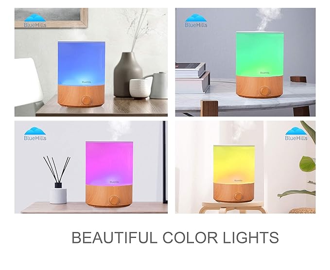 BlueHills Large Essential Oils Diffusers for Large Rooms Set of 2 4000ML Capacity Models Adjustable Cool Mist Output Options – Value Pack of Dark Wood Grain and Wood Grain.