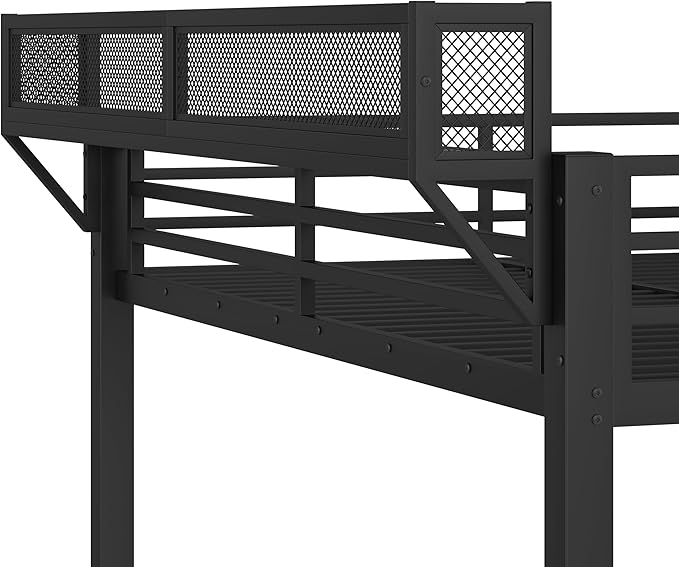 Bellemave Queen Over Queen Metal Bunk Bed with Storage Drawers and Shelves, Heavy Duty Bunk Beds with LED Lights and Charging Station for Kids,Adults,Convertible into a Sofa Bed,Black
