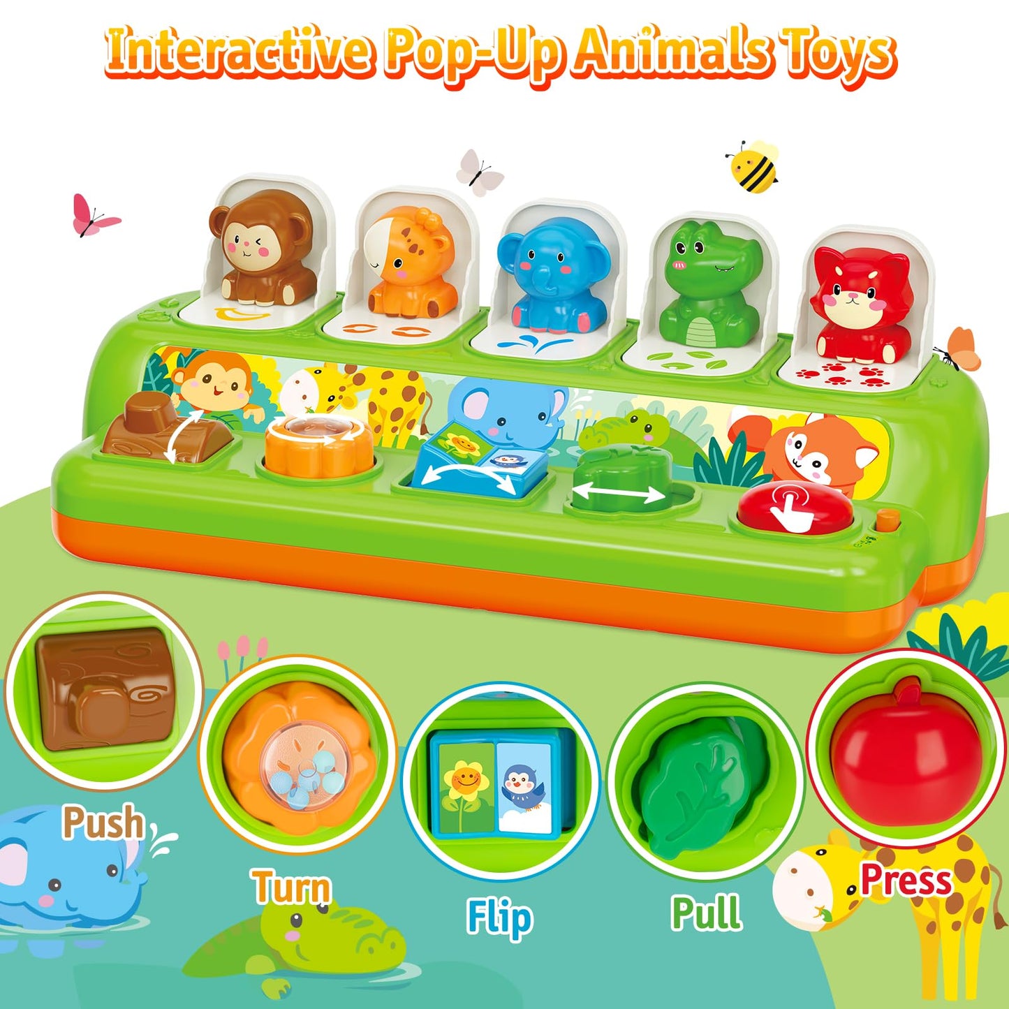 Duchong Pop Up Toys for 1 Year Old Boy Girls, Interactive Cause and Effect Learning Toys with Music & Light for Baby 6 7 8 9 10 11 12 Months, Christmas Birthday 1st Gifts for Toddlers