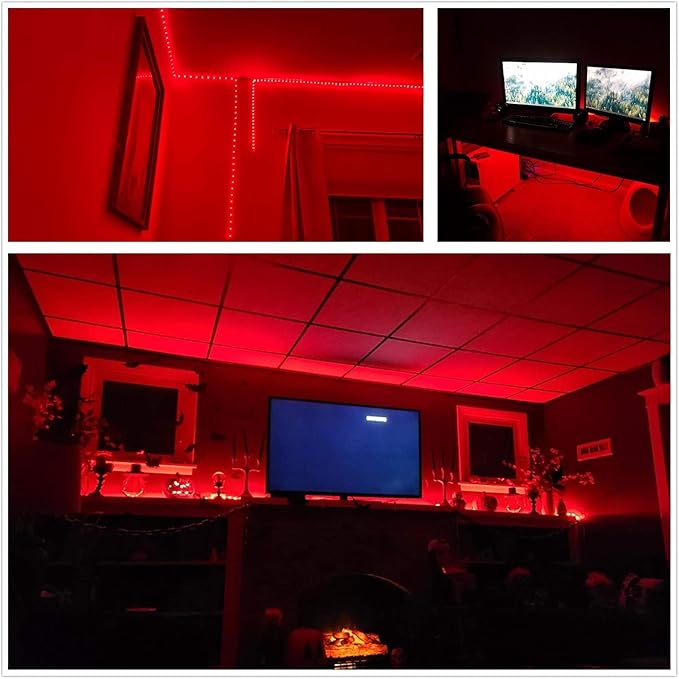 Red LED Rope Light, 20Ft LED Strip Lights Outdoor Waterproof Decorative Lighting for Indoor/Outdoor Decorations, Deck, Patio, Party and Bedroom Decorations