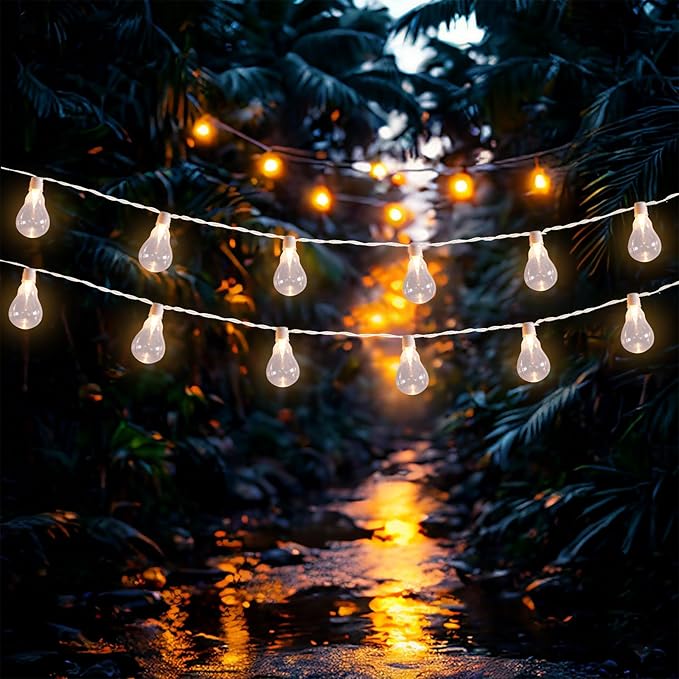Afirst White Outdoor String Lights Waterproof with 35 LED Bulbs, 15ft Patio Lights for Garden, Backyard, Porch, Holiday (White)