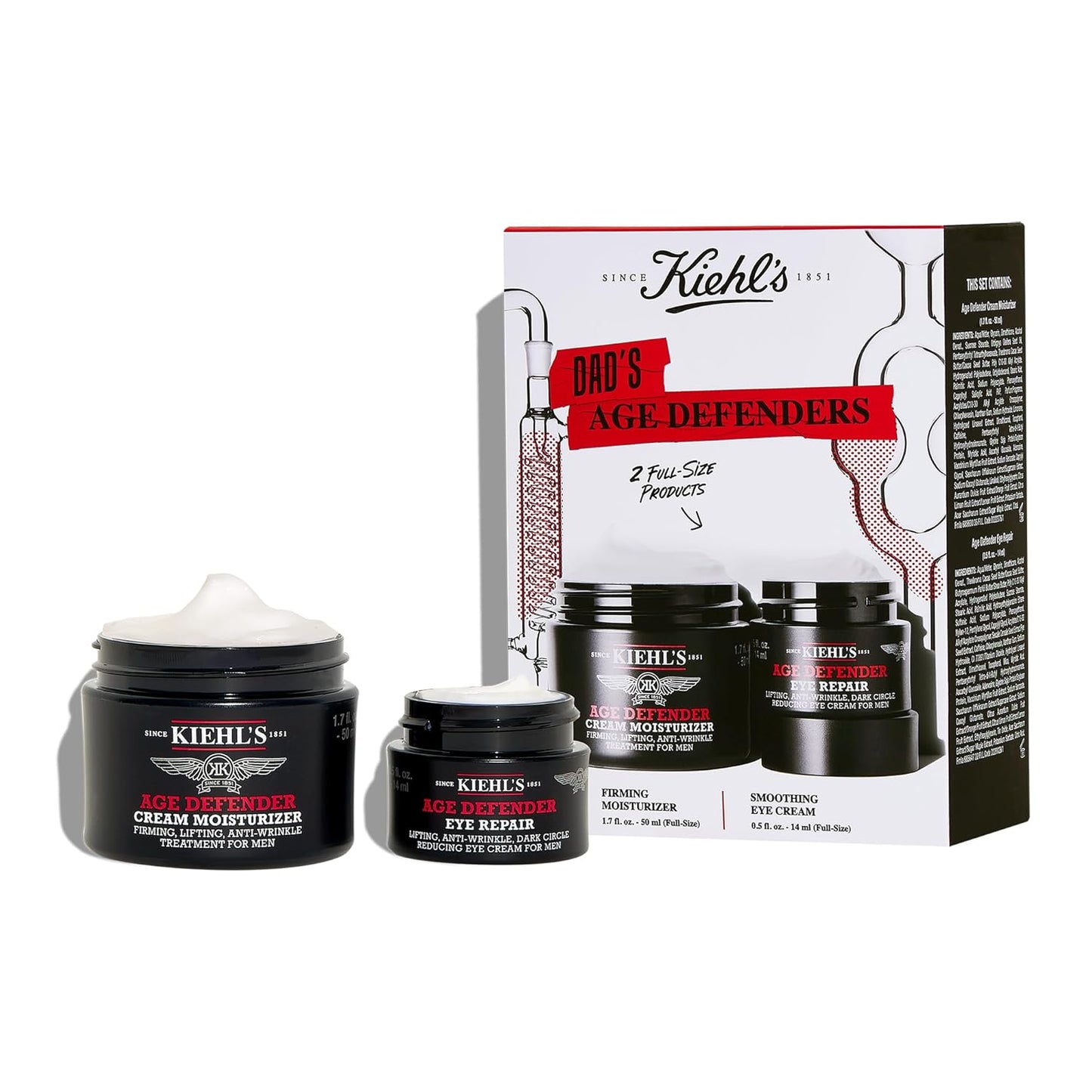Kiehl's Dad's Age Defenders Skincare Gift Set â 2-Piece Full Size Skincare Set for Men with Firming & Lifting Anti-Aging Moisturizer and Eye Cream for Men, Minimizes Look of Fine Lines and Wrinkles