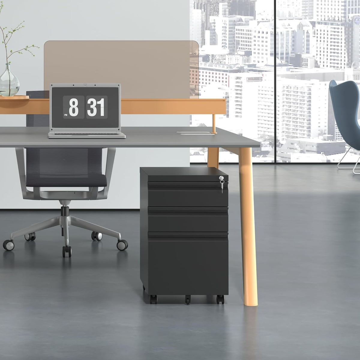 3 Drawer Mobile File Cabinet, Filing Cabinet Home Office for Letter, Legal Size, Fully Assembled Under Desk File Cabinet, Black
