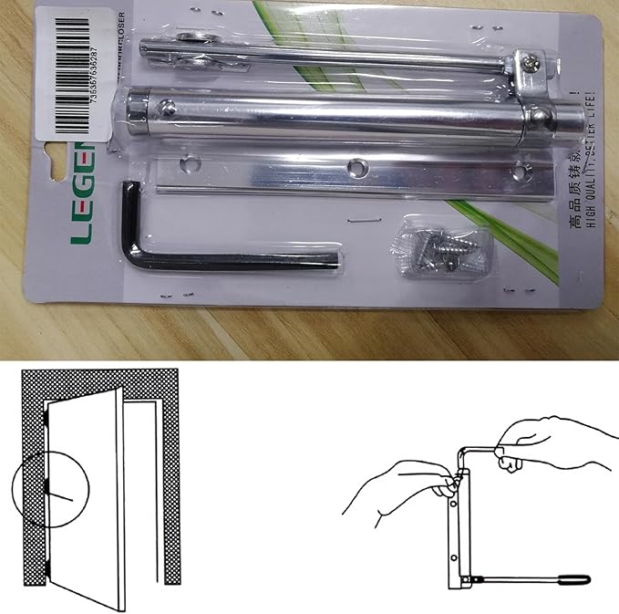 ZENG 2-Pack Adjustable Spring Door Closer - 304 Stainless Steel Surface Mounted Automatic Closer for Residential/Commercial Doors (20-40kg, 175° Max, Silver)