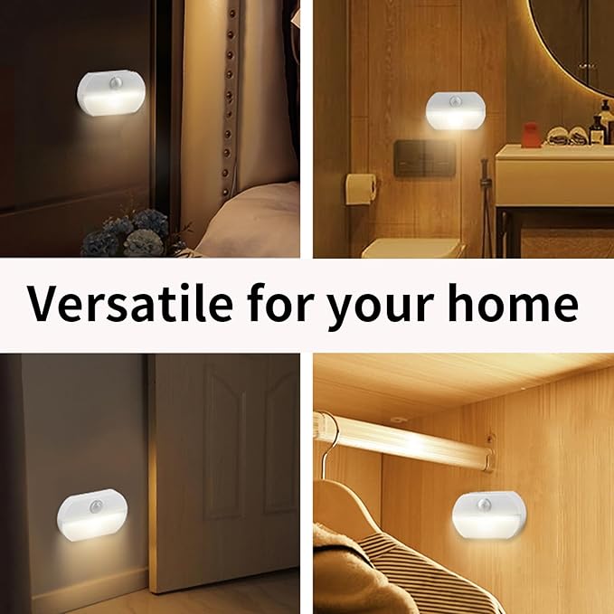 8 Pack Motion Sensor Light Indoor, Closet Light Without Wiring, Cordless Battery-Powered LED Night Light, Stick-Anywhere Wall Lights for Stairs, Hallway, Bathroom, Bedroom, Wardrobe
