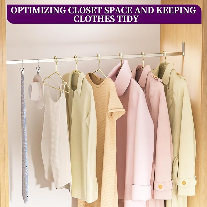 40Pack Gold Hangers + 5 Clothes Pins, Premium Glossy Gold Strong Metal Hangers, Upgraded Thickened Reinforced 50lbs Weight Capacity, Suitable for Heavy Coats, Jackets, Shirts, Dresses