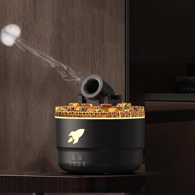 Aromatherapy Diffuser Humidifiers, Volcano Turret Creative Smoke Rings Humidifiers with Color LED Light, Ultra Quiet Cool Mist Essential Oil Diffuser for Bedroom Home Office