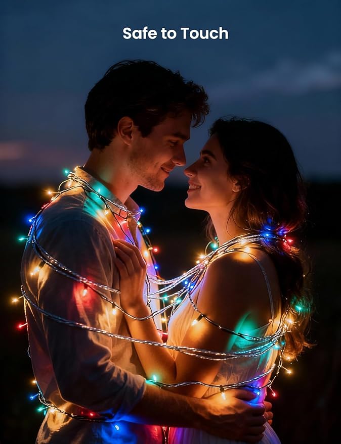 Fairy Lights 9.8FT 120LED, Battery Operated Firecracker Cluster String Lights, Multicolor Twinkle Light with Remote, Waterproof LED Light for Christmas Tree Party Bedroom Window DIY Decor
