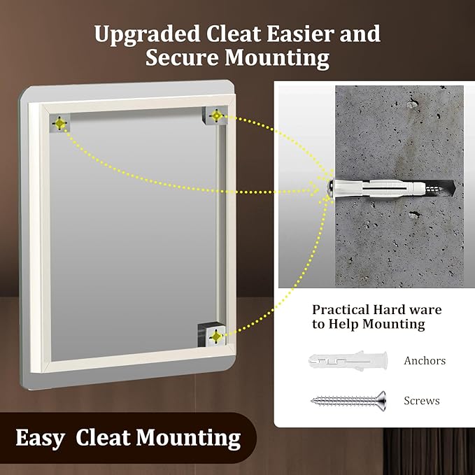 24"X32" LED Bathroom Mirror with Lights, Mirror for Bathroom Wall with Frontlit and Backlit,IP54 Enhanced Anti-Fog,Bathroom Vanity Mirror 3 Colors Dimmable CRI>90 Double Lights,Tempered Glass(R-Angle)