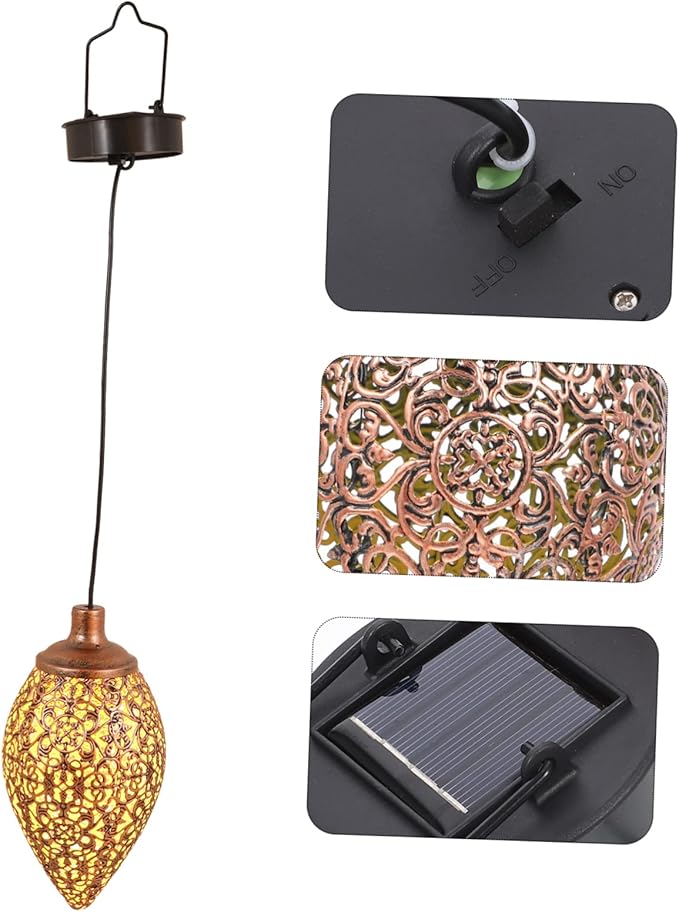 HEMOTON Solar Garden Light Outdoor Chandelier Hanging Decor Solar Lanterns Patio Lamp Rainproof Lighting