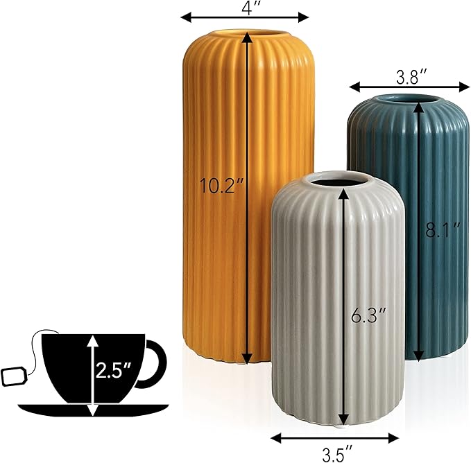 Rumi Decor Modern Ceramic Vases - Home Decor, Living Room & Dining Table Accents