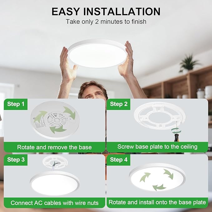LED Flush Mount Ceiling Light: 7 inch 1Pack Super Slim Dimmable & 5CCT (2700-6500K) Kitchen Lighting Fixtures Ceiling - 12W White Low Profile Ceiling Lamp for Bedroom Garage Hallway