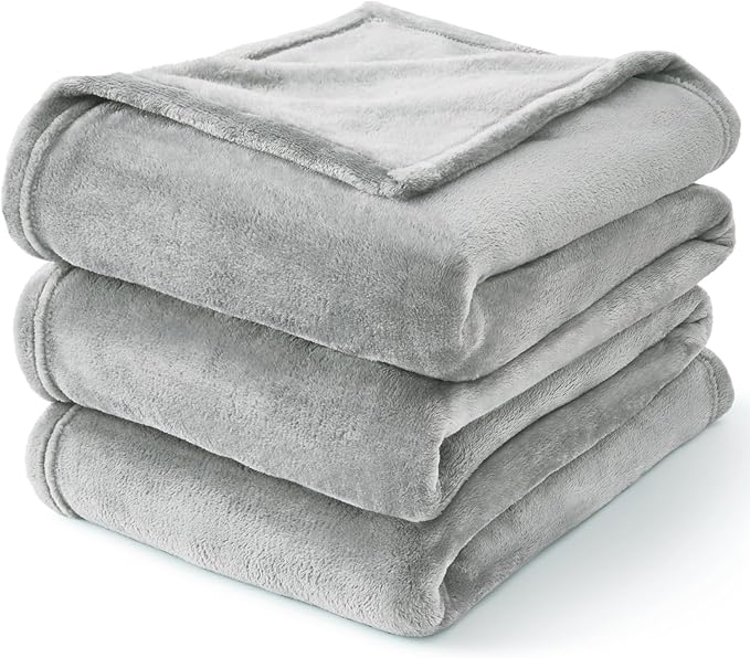 BEDELITE Fleece Blanket Light Grey Throw Blankets for Couch & Bed, Luxury Plush Cozy Fuzzy 60x80 inches, Super Soft Warm Lightweight Throw for Travel Camping