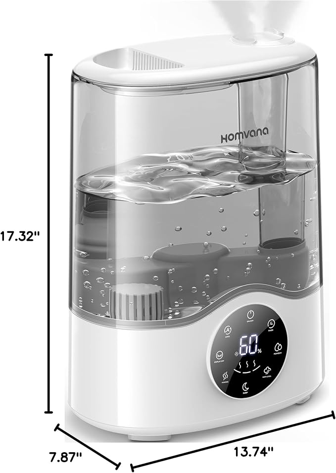 Homvana Humidifier Large Room, 7L (807ft²) Smart Warm and Cool Mist, Top-Fill Humidifiers for Bedroom Baby Nursery Grow Tent, Auto Adapt Mist Quick Air Humidity Indoor, Easy to Clean, Quiet, Diffusers