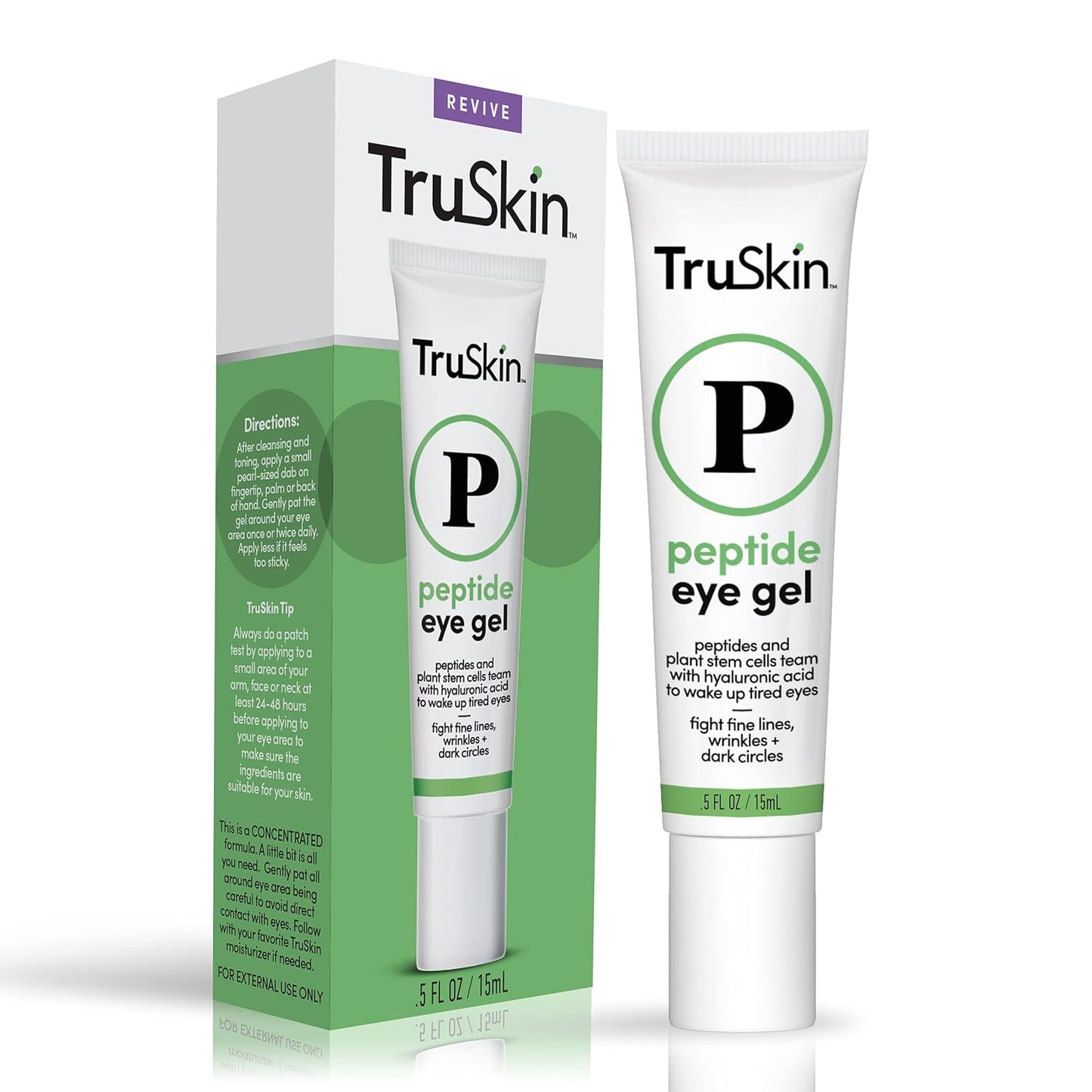 TruSkin Peptide Eye Gel â Minimize Lines & Brighten Eye Area â Dark Circles Under Eye Care with Peptides, Plant Stem Cells, Hyaluronic Acid, 0.5 fl oz