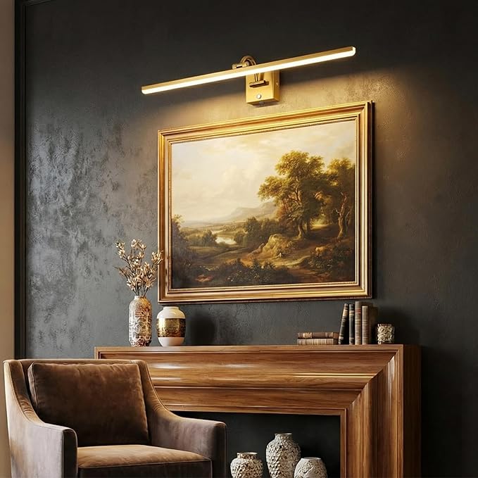 OSYNNIQ Bathroom Vanity Light, 34″ Modern Lighting Fixture Over Mirror Dimmable 16W 6000K LED Light Bar Rotatable Brass Gold Waterproof IP44 Wall Sconce for Makeup Shaving