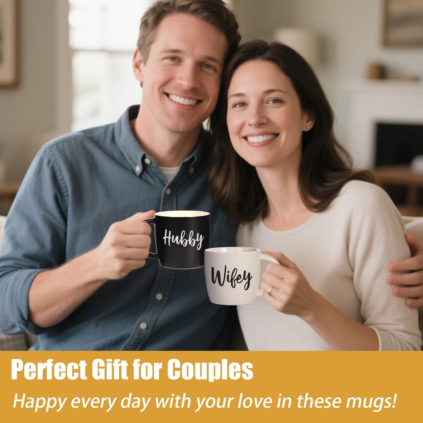 Wedding Gifts for Couples,Hubby & Wifey Wedding Coffee Cup Set,Bridal Shower Gifts for Bride and Groom, Newly-Married Anniversary for Him/Her,Mr and Mrs Gift