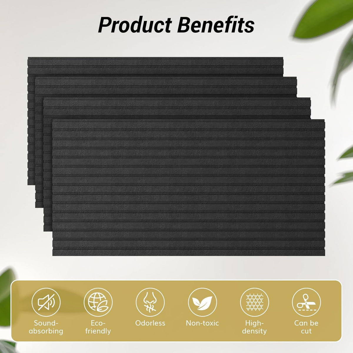 TONOR Dual-Layer Thickened Acoustic Wall Panels Self Adhesive, 4 pack 47.2"x23.6"x0.72" High Density Large Sound Proof Panels for Walls, Peel and Stick Wall Panels for Interior Wall Décor, Black