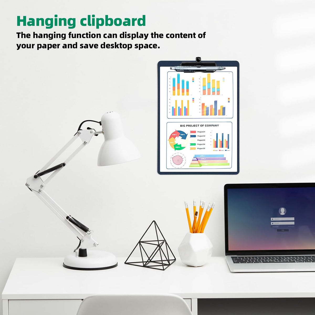 Clipboard with Pen Holder, Plastic Clipboard with Low Profile Metal Clip, Hanging Clip Boards Holds 8.5x11 Inch Papers, Standard A4 Letter Size Clip Boards for Offices & School, Blue