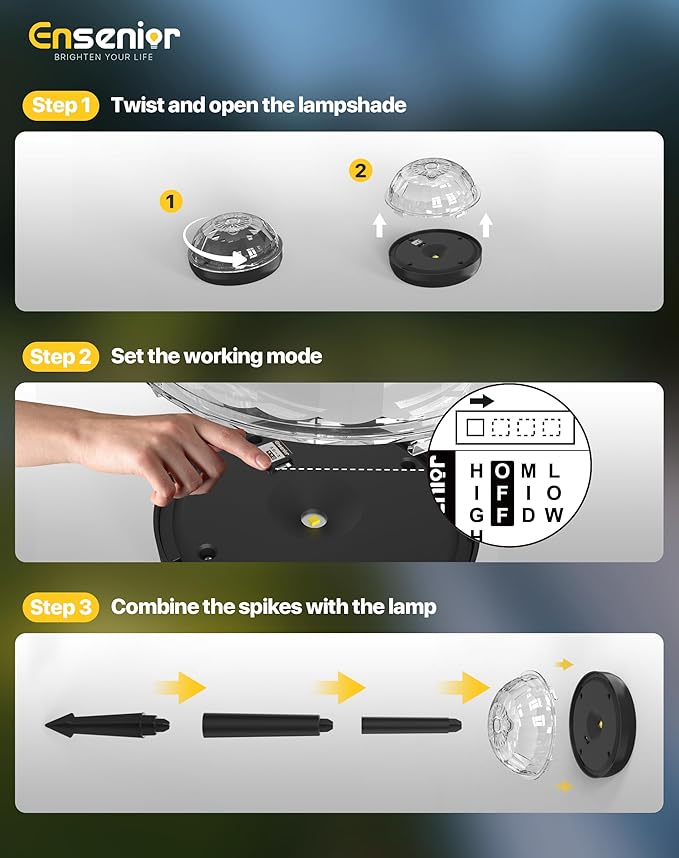 Ensenior 10-Pack Solar Lights Outdoor, Auto ON/Off 3000K LED Solar Garden Lights for Pathway, Yard, Patio, Walkway, Flower Bed, Halloween Christmas Landscape Lighting, IP65 Waterproof, Flag Lights