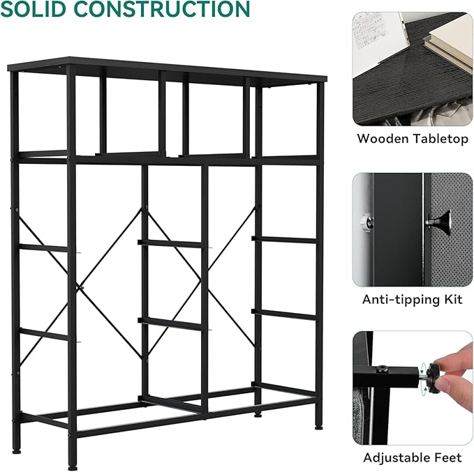 YITAHOME Dresser with 9 Drawers - Fabric Storage Tower, Tall Chest Organizer Unit for Living Room, Entryway with Sturdy Steel Frame, Wooden Top, Black Grey