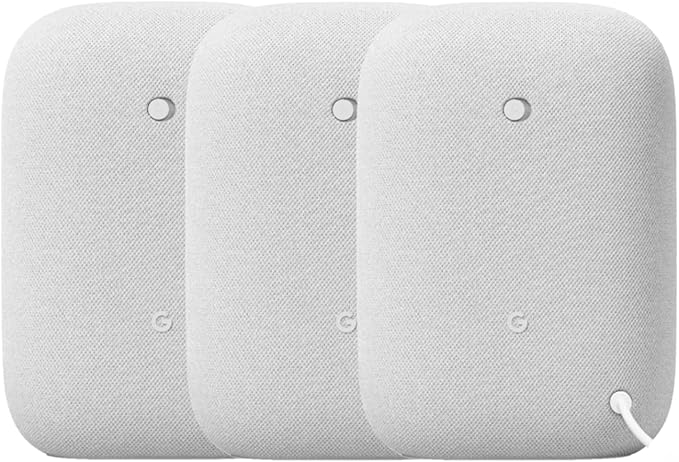 Google Nest Audio (3-Pack) Smart Speakers – Multi-Room Wireless Home Speaker Bundle with Bluetooth, Wi-Fi, Assistant, Stereo Sound, Voice Control & Smart Home Integration