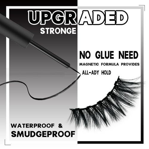 AulanRose Magnetic Eyelashes Natural Look,Magnetic Lashes with Eyeliner Kit, Reusable Fake Eye Lash, Cruelty-Free & Vegan, Strongest Waterproof Liquid Liner