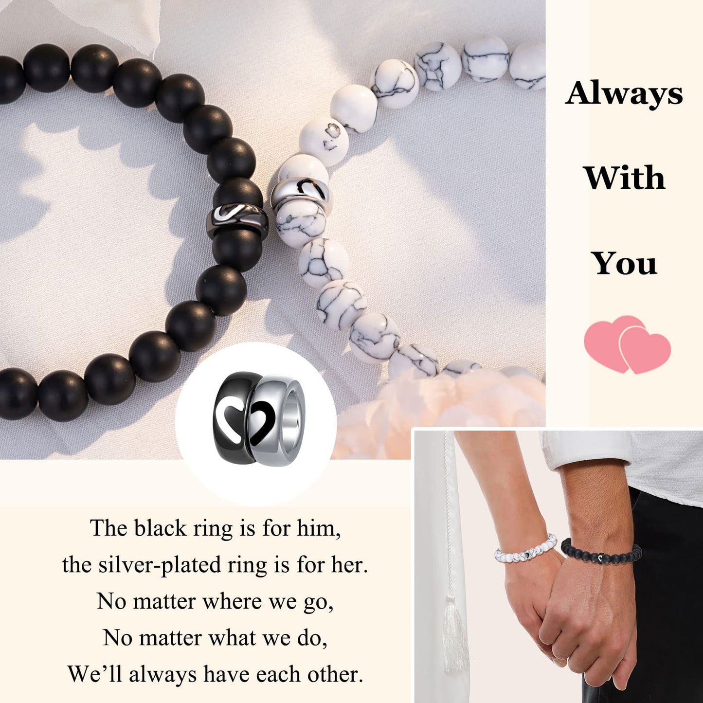 UNGENT THEM Anniversary Bracelets Gifts for Women Men Him Her Boyfriend Girlfriend Couple Husband Wife 1 One Year Month Happy Wedding Anniversary