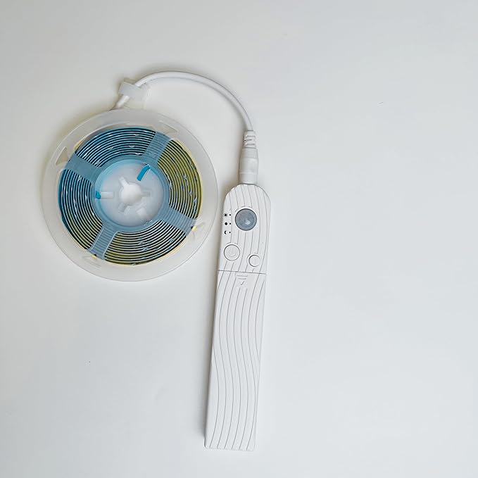 5V Motion Sensor COB LED Strip Lights,Time-Delay and Brightness Adjustable,Two Power Supply Options: Batteries(Not Included) or USB,6.56FT/2M,Natural White 4000K,320LED/M,for Kitchen Cabinet