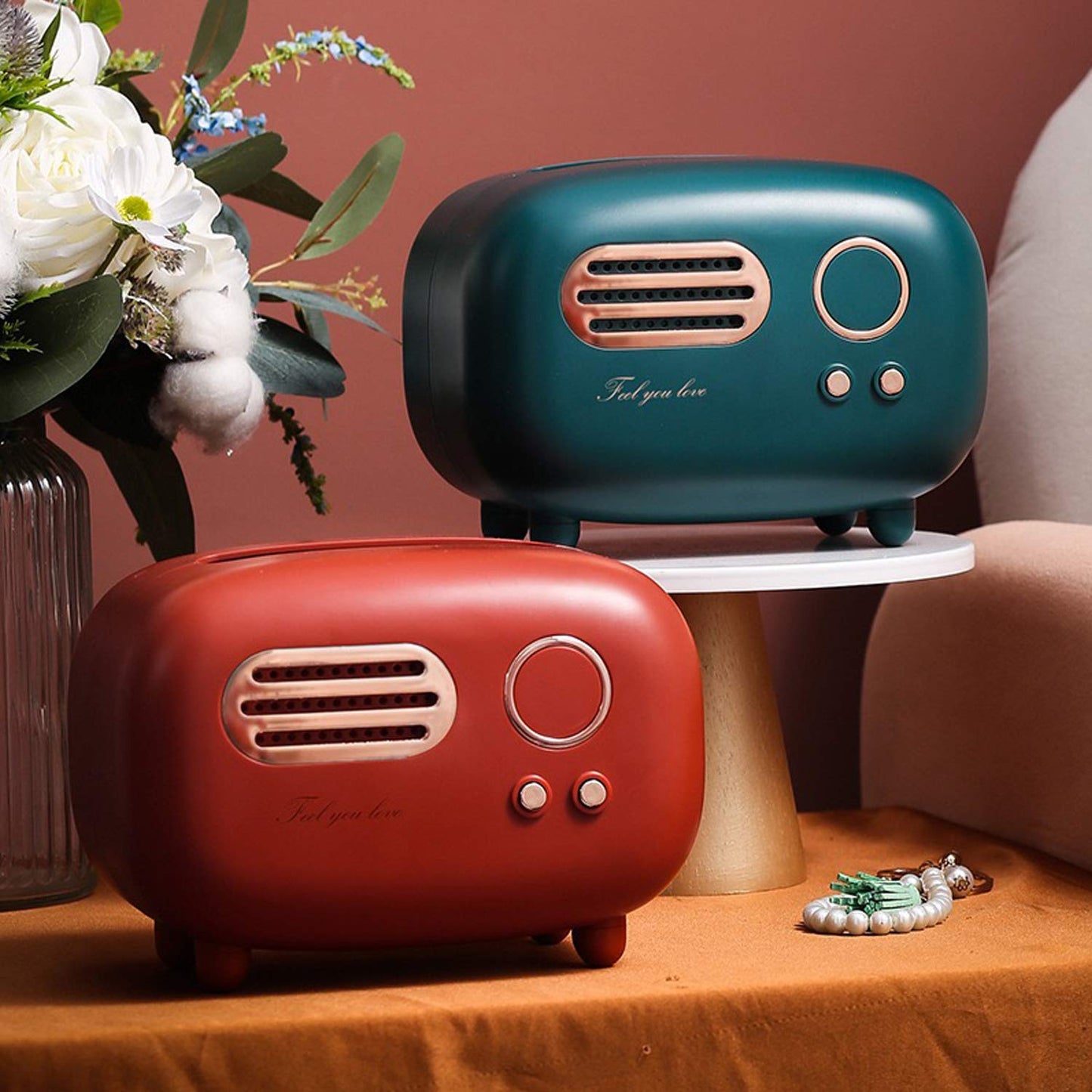 Retro Radio Shape Tissue Cover Box, Practical and Cute for Kitchen,Bathroom Vanity Countertops, Bedroom Dressers,Night Stands, Desks and Tables, Creative Gift (Retro Radio)