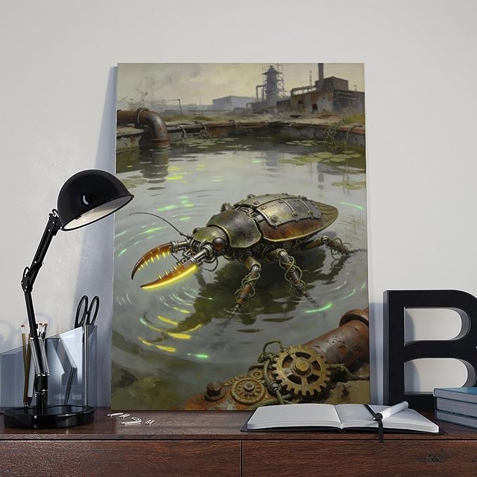 Framed Industrial Fantasy Wall Art for Living Room TV Wall Post Apocalyptic Style Home Decor 12x18inch(30x45cm)