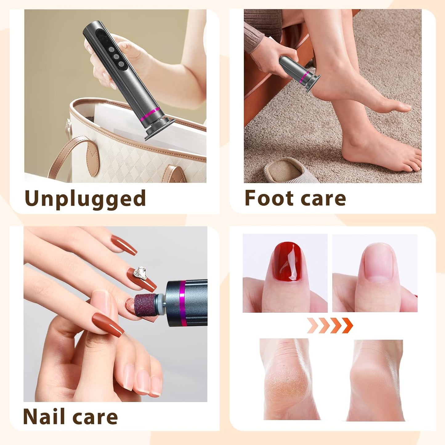 Electric Feet Callus Remover,2 in 1 Foot File,Adjustable Speed Foot File with Sandpaper Discs & Grinding Heads, 9 Speeds Electric Foot Callus Remover, Pedicure Tools for Valentine's Day Gift