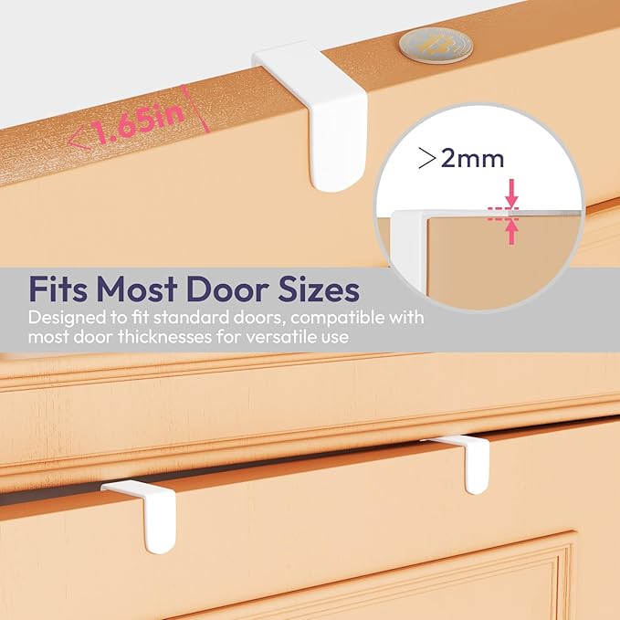 SWTYMIKI Over The Door Hook with 16 Hooks & 2 Mesh Baskets - Heavy Duty Over The Door Organizer Hanger for Towels, Coats, Clothes - Space Saving Hanging Rack for Bathroom, Living Room, White