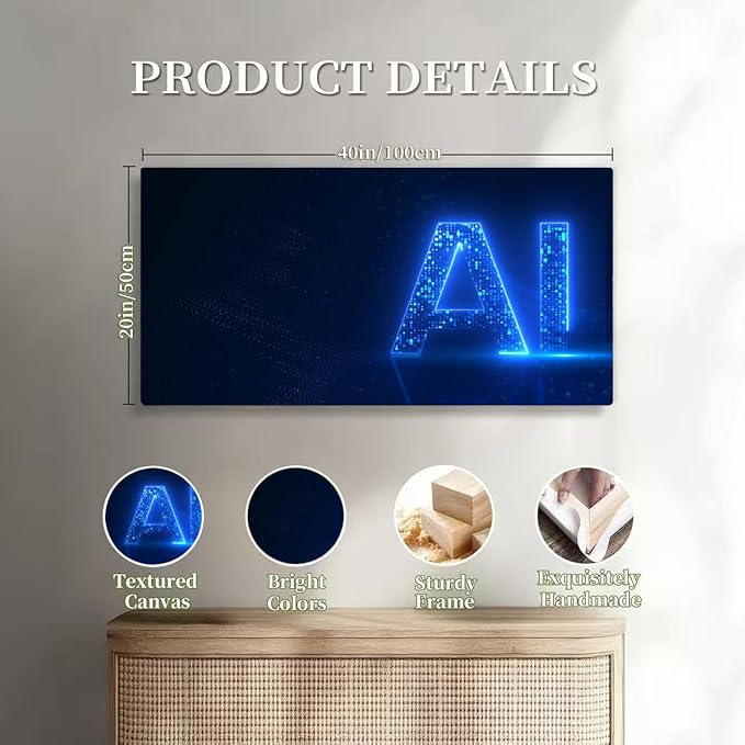 Wibinuki Wall Art Wall Decor Wall Paintings AI Technology Glowing Interface for Living Room Bedroom Bathroom Home Decor Can Be Hung Directly 20"x 40"
