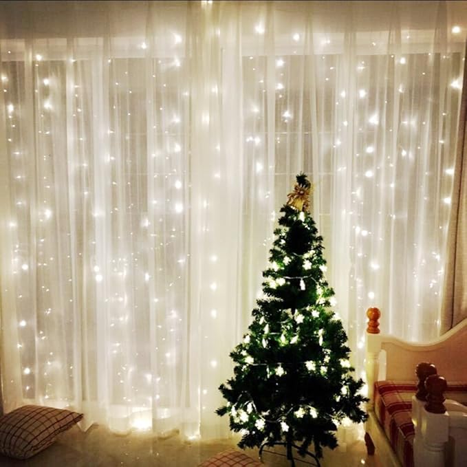 Christmas String Lights,33FT 100 LEDs White Chritsmas Tree Lights Indoor Connectable String Light Clear Wire 8 Modes Plug in for Room Tree Wedding Decoration