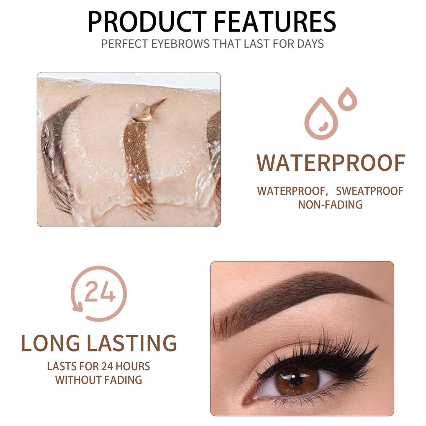MAEPEOR Waterproof Eyebrow Gel 8 Colors Full-pigmented Long Lasting Liquid Brow Gel for Fuller & Defined Looking (#07 Cool Grey)