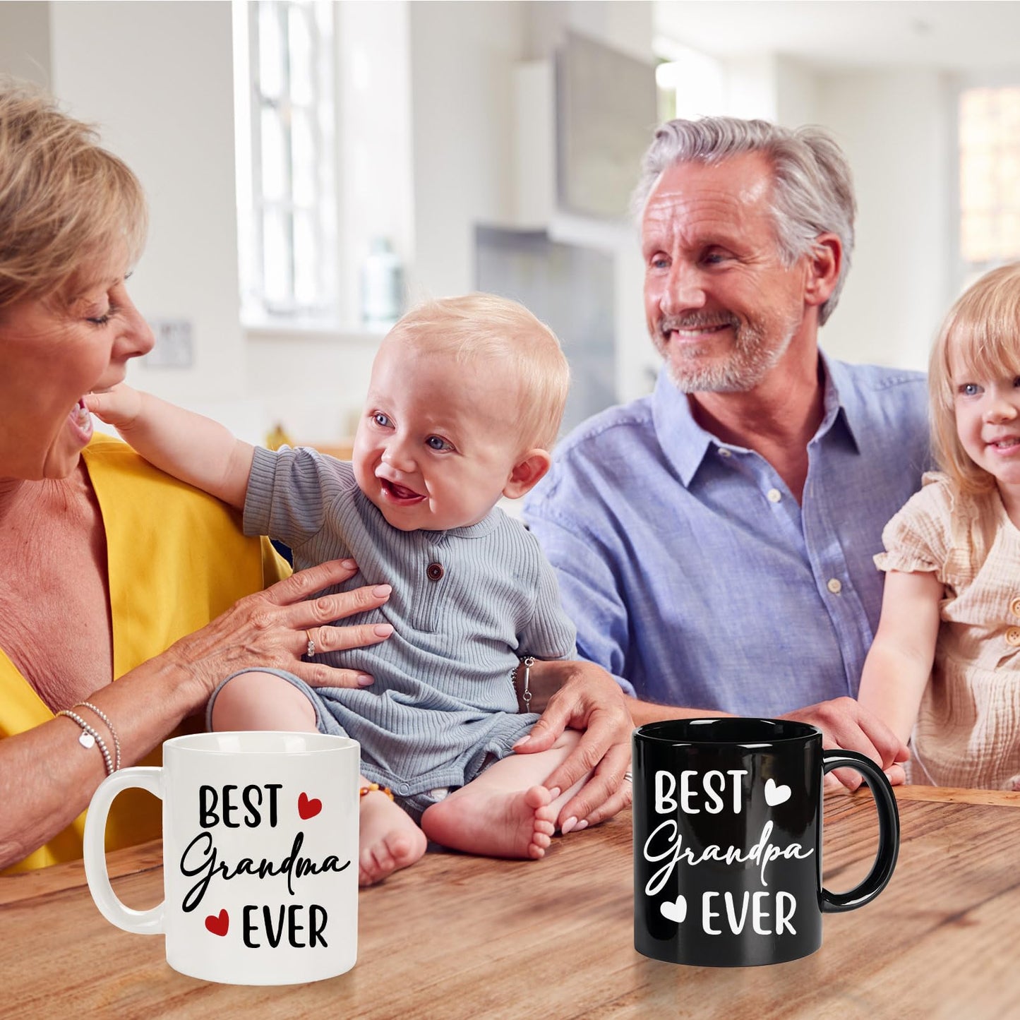 Breezy Valley Best Grandma and Grandpa Mugs - Grandparents Gifts from Grandkids, Anniversary Birthday Set, World's Best Coffee Mug