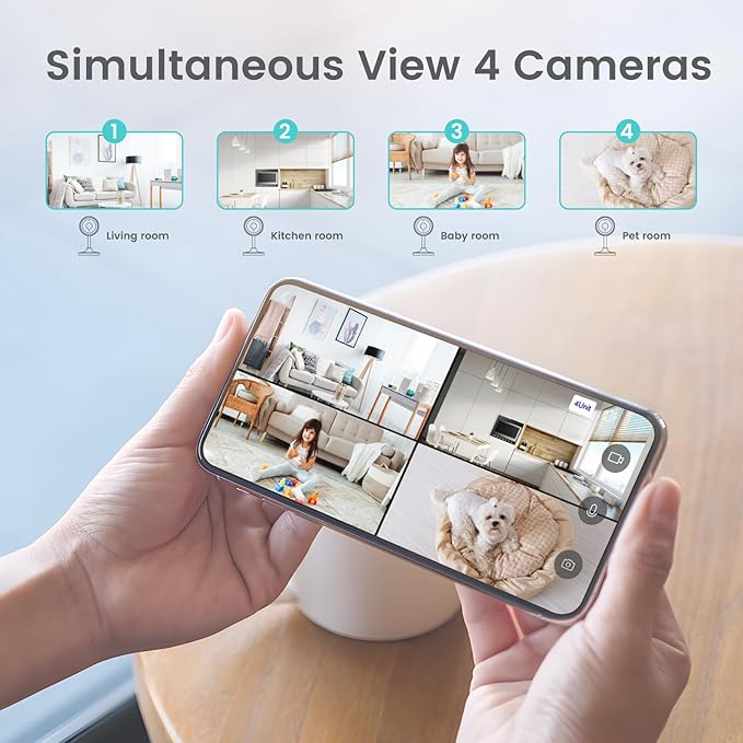 litokam Indoor Camera, Cameras for Home Security with Night Vision, Pet Camera with Phone App, 2K Indoor Security Camera, Motion Detection, 2-Way Audio, WiFi Camera Home Camera Compatible with Alexa