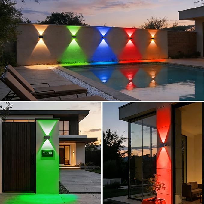 Solar Fence Lights Outdoor, 10-Pack Fence Lights Solar Powered with Up/Down Buttons, IP67 Waterproof for Outside, 120LM Auto Dusk to Dawn for Wall/Patio/Yard/Railing/Deck/Pathway (White & RGB)